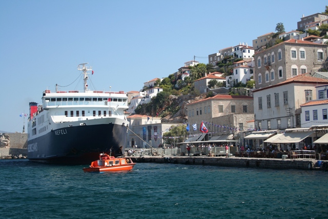 Hydra Island - Large cruise ships arrive from Piraeus with day visitors